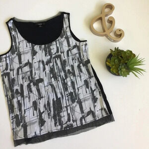 AGB sequin black & white sleeveless tank Top size L